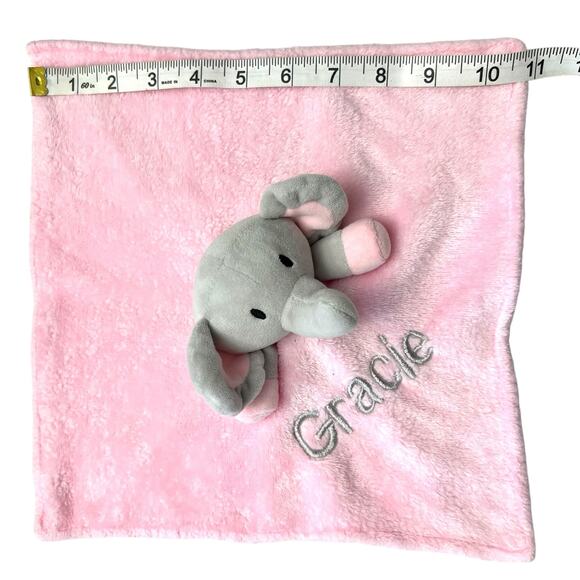 Elephant Baby Infant Security Blanket Embroidered “Gracie” Lovey Plush Fleece - Picture 7 of 10